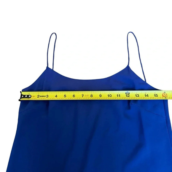 Royal Blue Spaghetti Strap Mini Slip Dress Crew Neck Sheer Size S RTR - Picture 4 of 8
